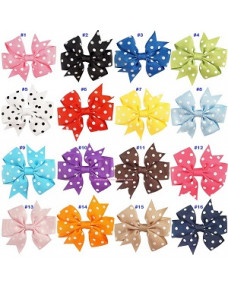 Polka Dots Colorful Grosgrain Ribbon Bows Hair Clips Hair Accessories (16 colors)
