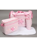 Sweet Flower Button Diaper Bags (4pcs Set) -  PINK