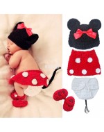 Baby Crochet Set~ Minnie Mouse Knitted Costume Photo Props 