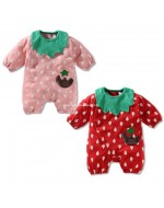 Lovely Strawberry Romper with Bib Set