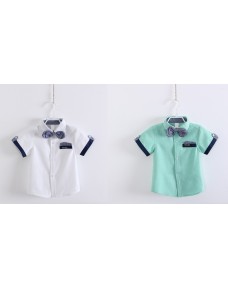 Boy Summer Short Sleeve Shirt (British style shirt collar)