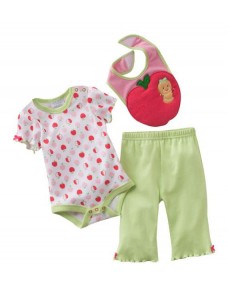 Sweet Apple Rompers Set with Pants & Bibs