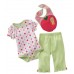 Sweet Apple Rompers Set with Pants & Bibs