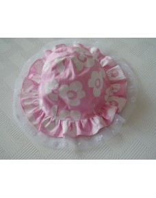 Girl's Pink White Flowers Hat