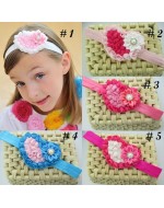 Sweet Chiffon Satin Flower Heart Shape Headbands with Rhinestone