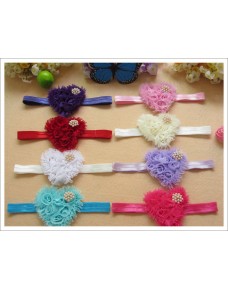 Heart Shape Chiffon Headbands with Rhinestones (8 colours)