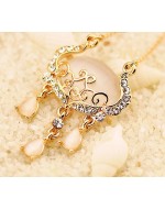 Elegance Longevity Lock Opal Rhinestone Necklace 