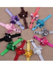 Mini Sequin Butterfly with Satin Rose Flower Headbands (10 colours)