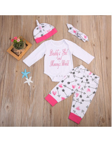 Daddy & Mommy's Baby Girls Romper 4pcs Set