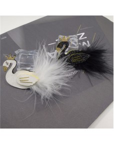  Beautiful Glitter White and Black Swan Hair Clip