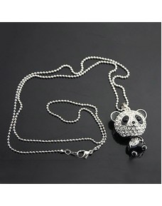 Fashion Panda Bling Bling Rhinestones Long Necklace