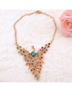 Colorful Rhinestone Peacock Style Necklace