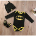Cute Batman Baby Boys Rompers +Shoes + Hat (3pcs Set) - Short / Long Sleeve