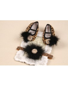 Beautiful Leopard prints Shoes & Headband Sets 