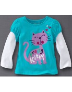 Jumping Beans - Pretty Kitty Blue white Long Sleeve T-shirt