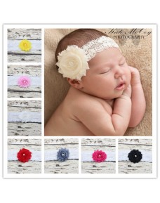 New Shabby Flower with Pearl Lace Headband (10 colours)