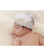 Premium Rhinestones Feather Lace Headband