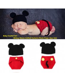 Baby Crochet Set~ 2pcs Set Mickey Mouse Knitted Costume Photo Props 