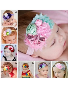 Princess Shabby Flower and Bow Headbands (8 Colours)