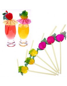 3D Paper Umbrella/ Fruits Cocktail Drinking Straws