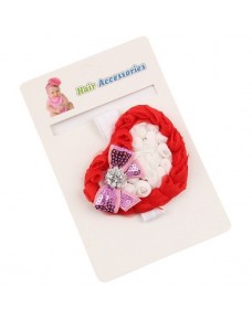 Baby Rosette Heart Headband with Rhinestones