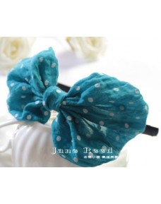 Sweet Blue Polka Dot Ribbon Headband