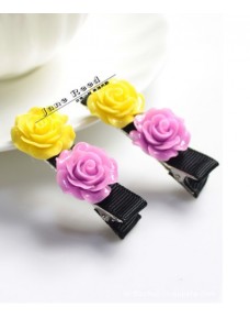 Sweet Purple & Yellow Roses Hairclip (Clip Length: 5cm)