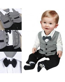 Smart Boy Gentlemen Style with Necktie Romper