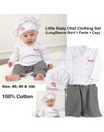 Little Baby Chef Costume/ Clothing Set (LS Shirt + Pants + Cap)