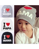 I Love Papa & I Love Mama Printed Cotton Hat