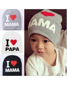 I Love Papa & I Love Mama Printed Cotton Hat