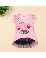 Peppa Pig Embroidery Cotton T-Shirt with Mesh